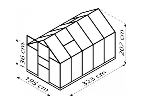 skleník VITAVIA APOLLO 6200 PC 4 mm strieborný